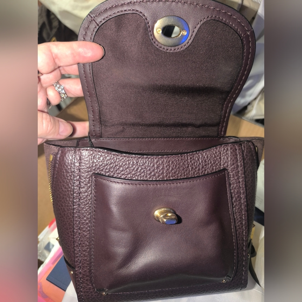 Coach Faye Mini Oxblood Leather Backpack - Picture 8 of 13